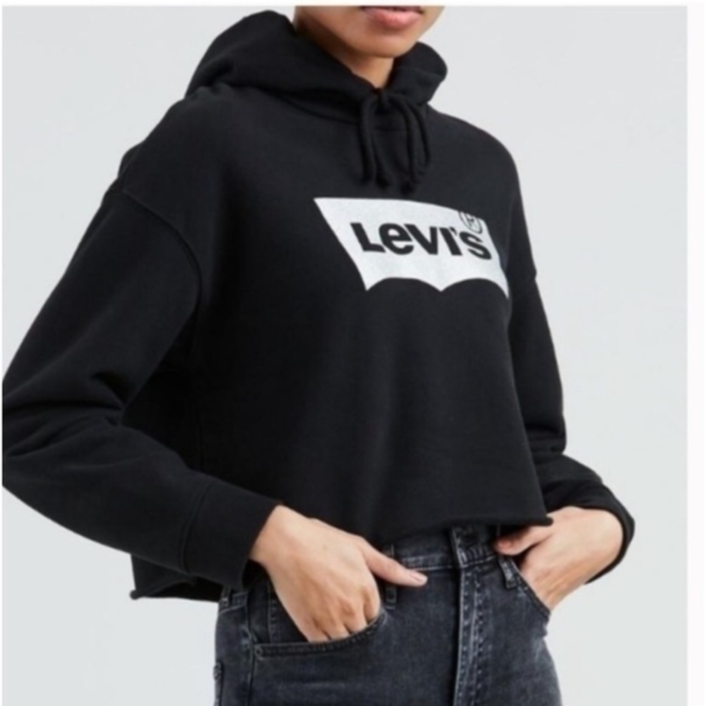 Levi’s Cropped Silver Glittered Hoodie